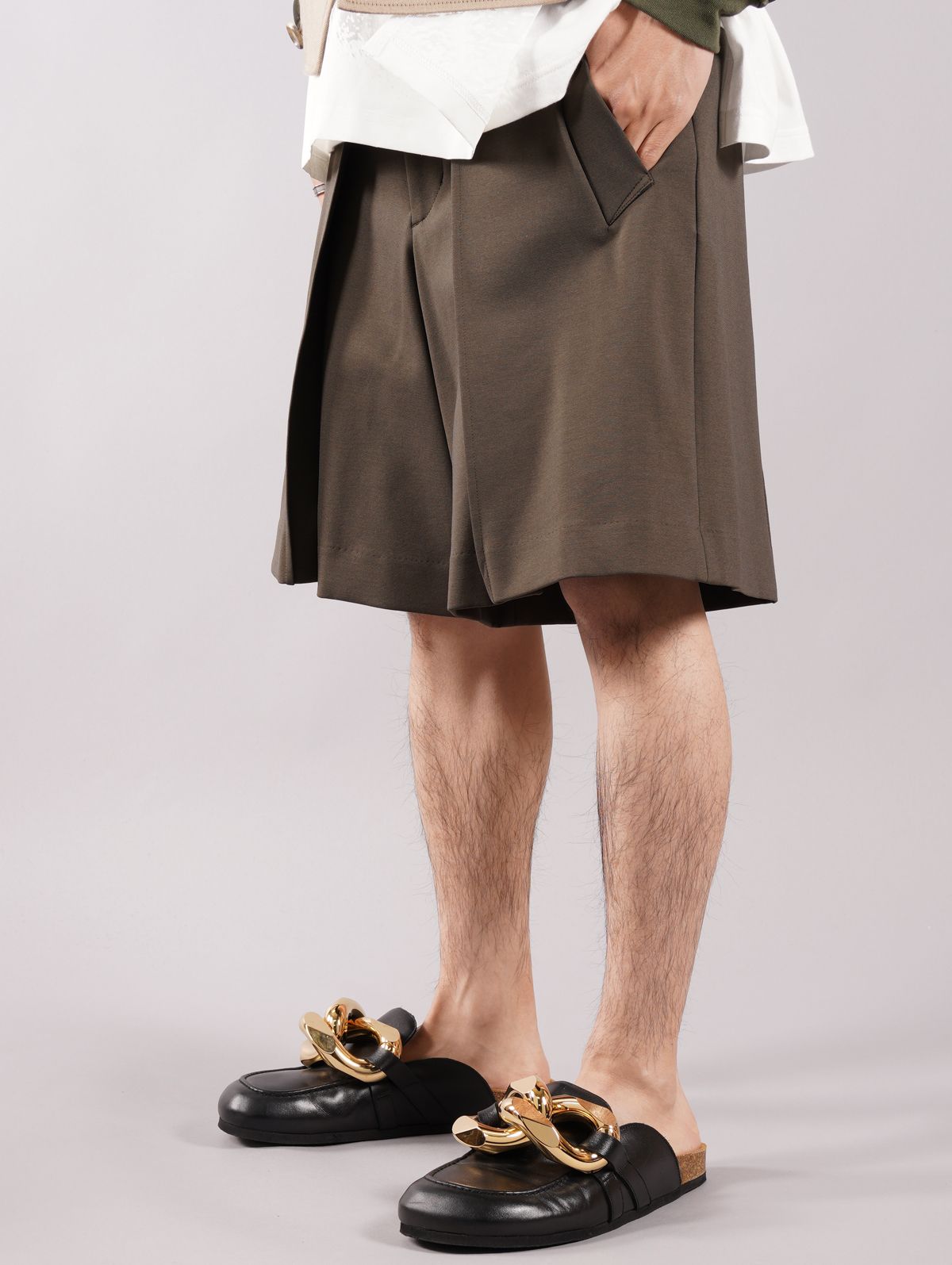 【ラスト1点】KNIT CULOTTES TROUSERS / ニットキュロット トラウザーパンツ / カーキ / メンズ