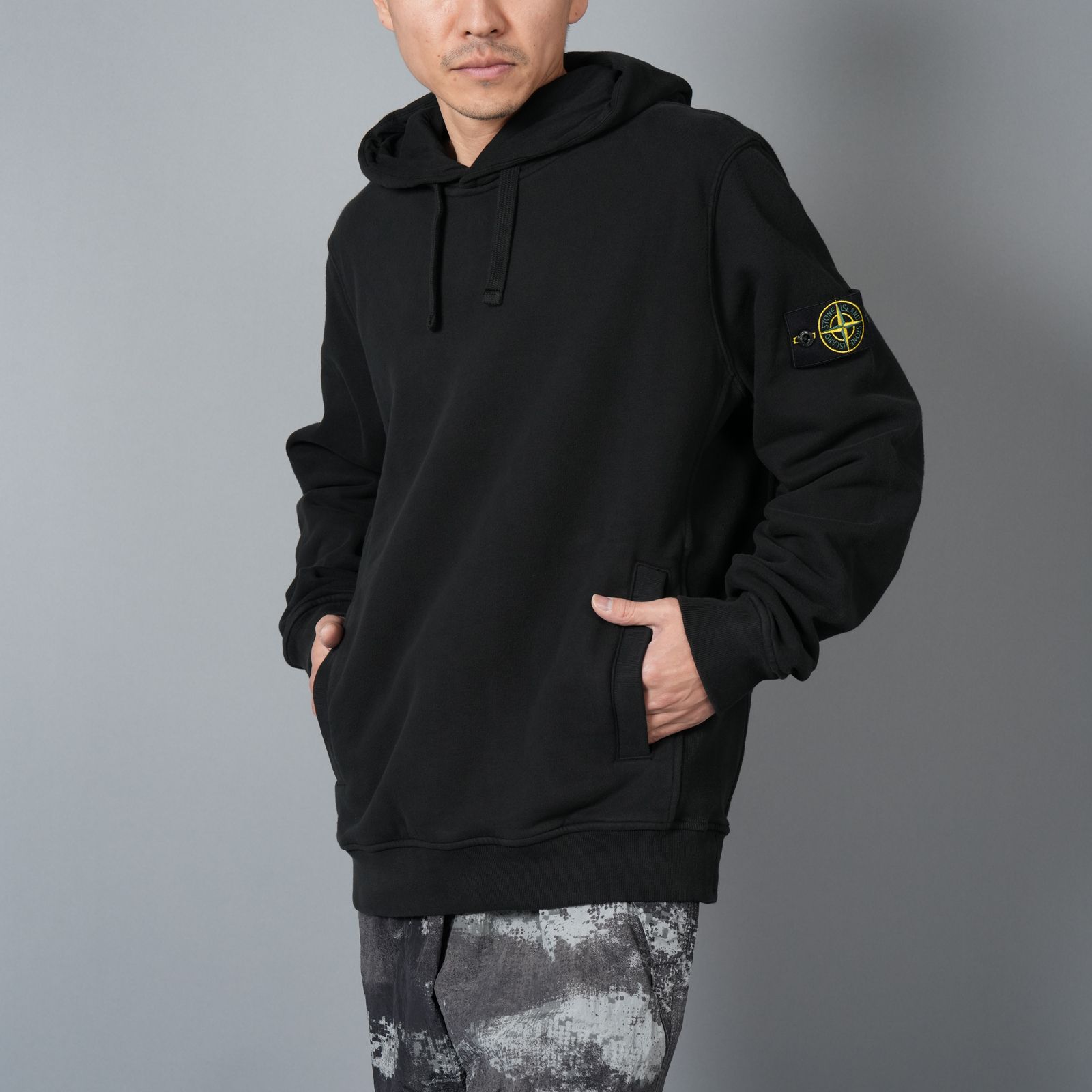 【ラスト1点】60820 BRUSHED ORGANIC COTTON FLEECE / ブラッシュド オーガニック コットンフリース / パーカー / プルオーバフーディー  (ブラック)