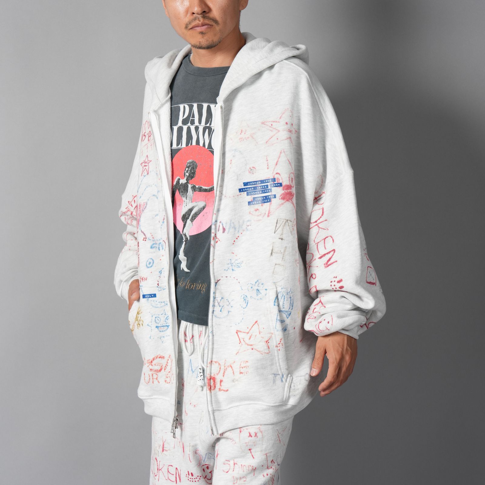 【ラスト1点】JOSHUA TREE DOUBLE ZIP HOODIE / ジップアップフーディー・パーカー (グレー)