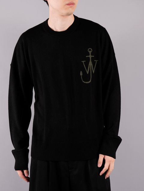 ラスト1点 / ANCHOR CREWNECK JUMPER / アンカークルーネックジャンパー  (ブラック/グリーン)