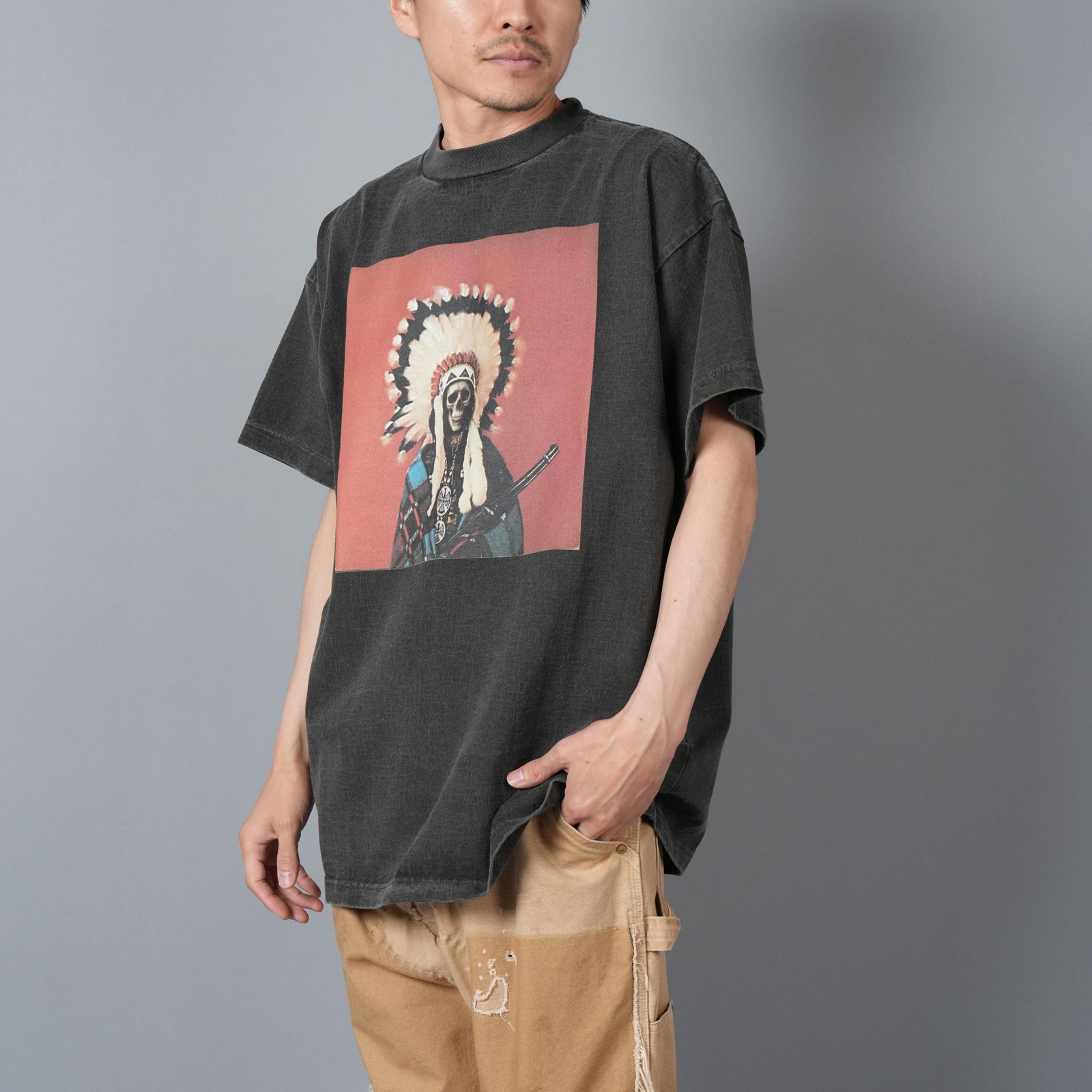 【残りわずか】PRINTED TEE SHIRTS "CHIEF" / プリントTシャツ ラストマン チーフ / Tシャツ (ブラック)