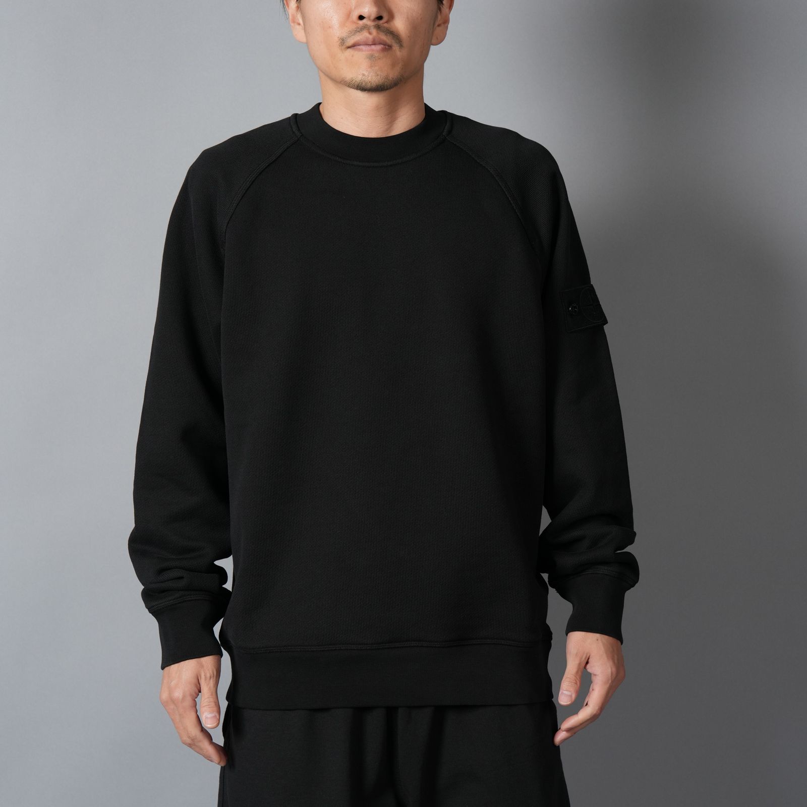 【残りわずか】6100028 / HEAVY ORGANIC COTTON FLEECE_S.I. GHOST / クルーネックスウェット・トレーナー (ブラック)