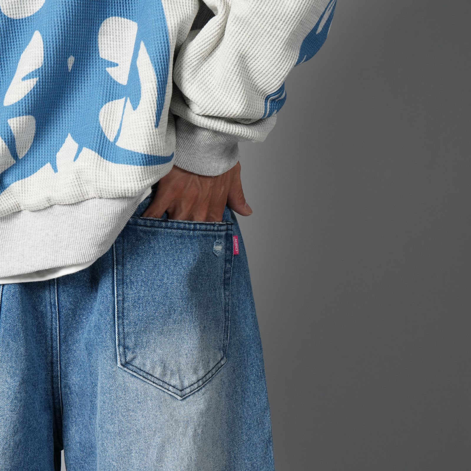【残りわずか】 Tribal Denim Five-pocket Shorts / トライバル デニム ファイブポケット ショーツ (ヴィンテージブルー)
