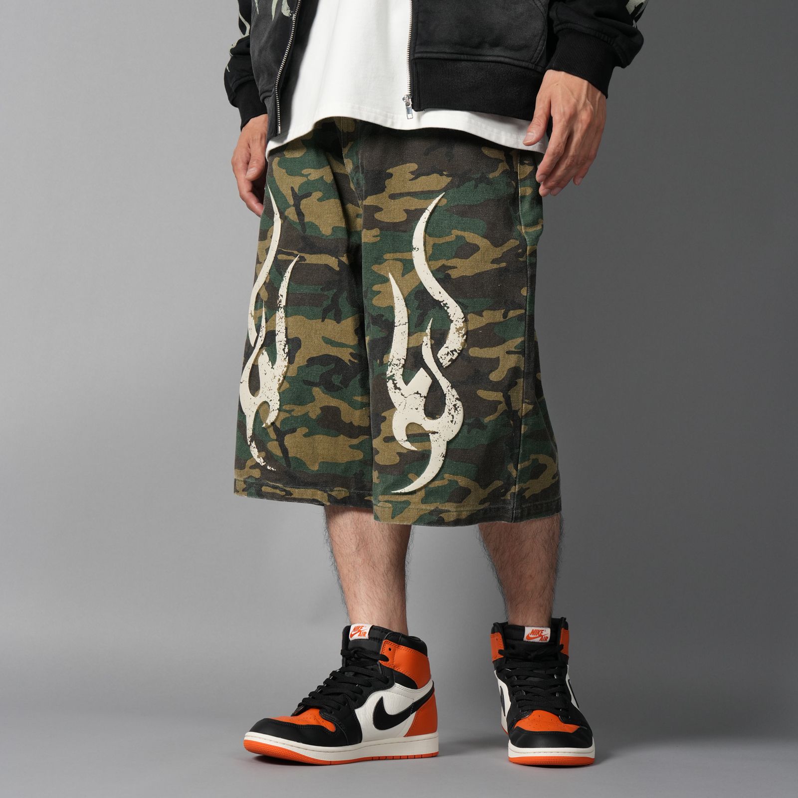 【ラスト1点】 3D Tribal Denim Five-pocket Shorts / スリーディトライバル デニム ファイブポケット ショーツ (ウッドランドカモ)