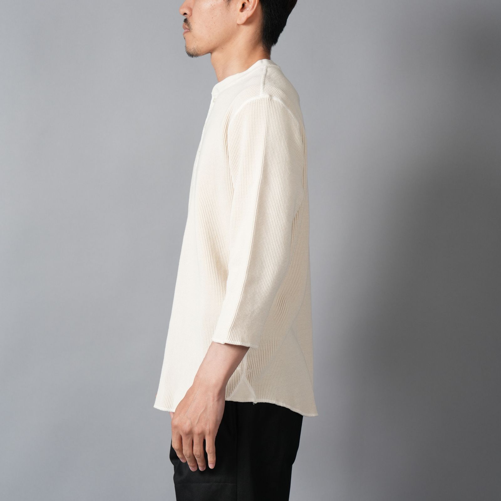 WAFFLE HENLEY (3/4)SLEEVE / ワッフル ヘンリーネック Tシャツ (ホワイト)
