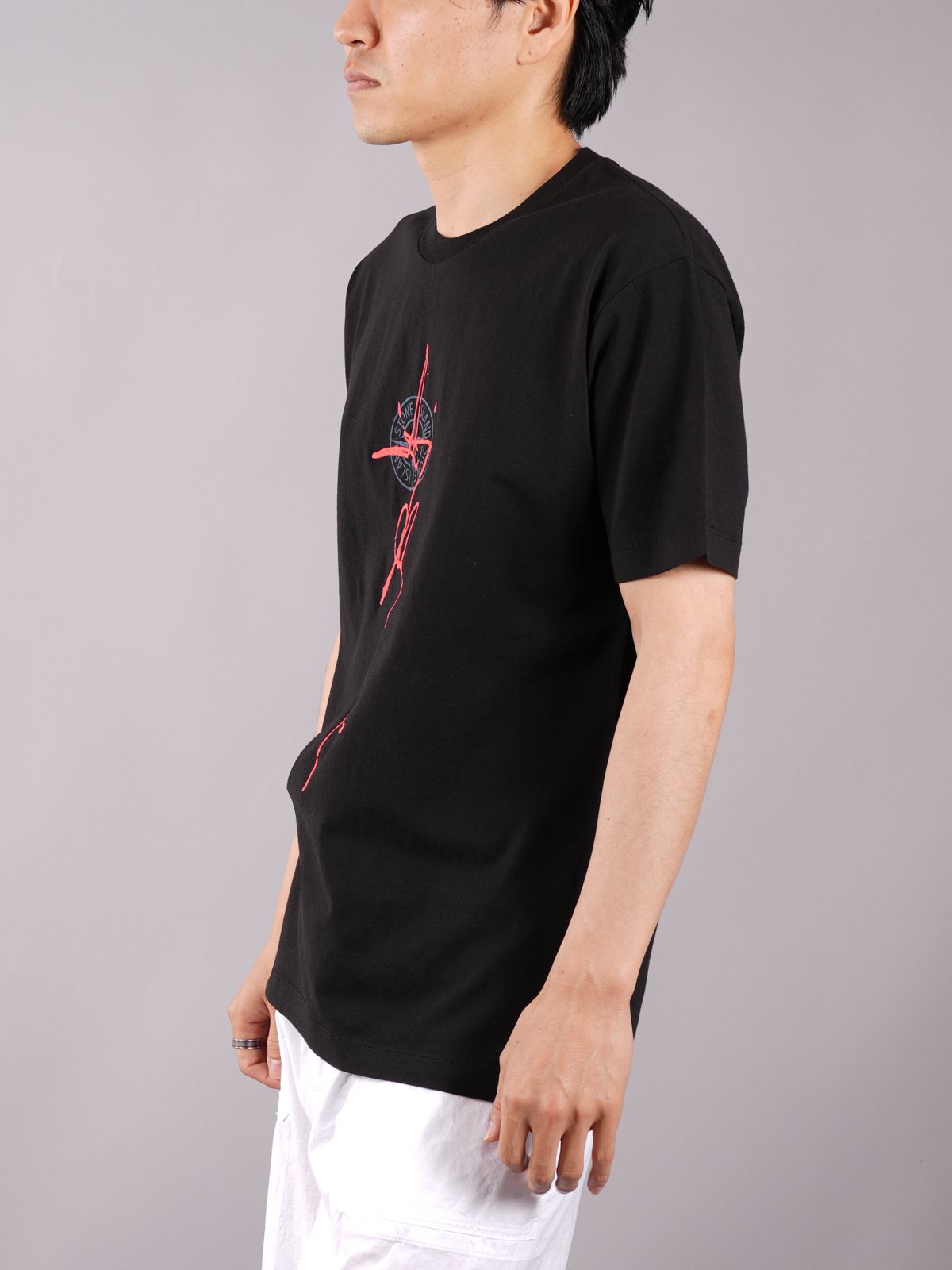 COTTON JERSEY 30/1 'INK ONE’ PRINT_ GARMENT DYED / プリント Tシャツ (コットンジャージー) / ブラック / ガーメントダイ
