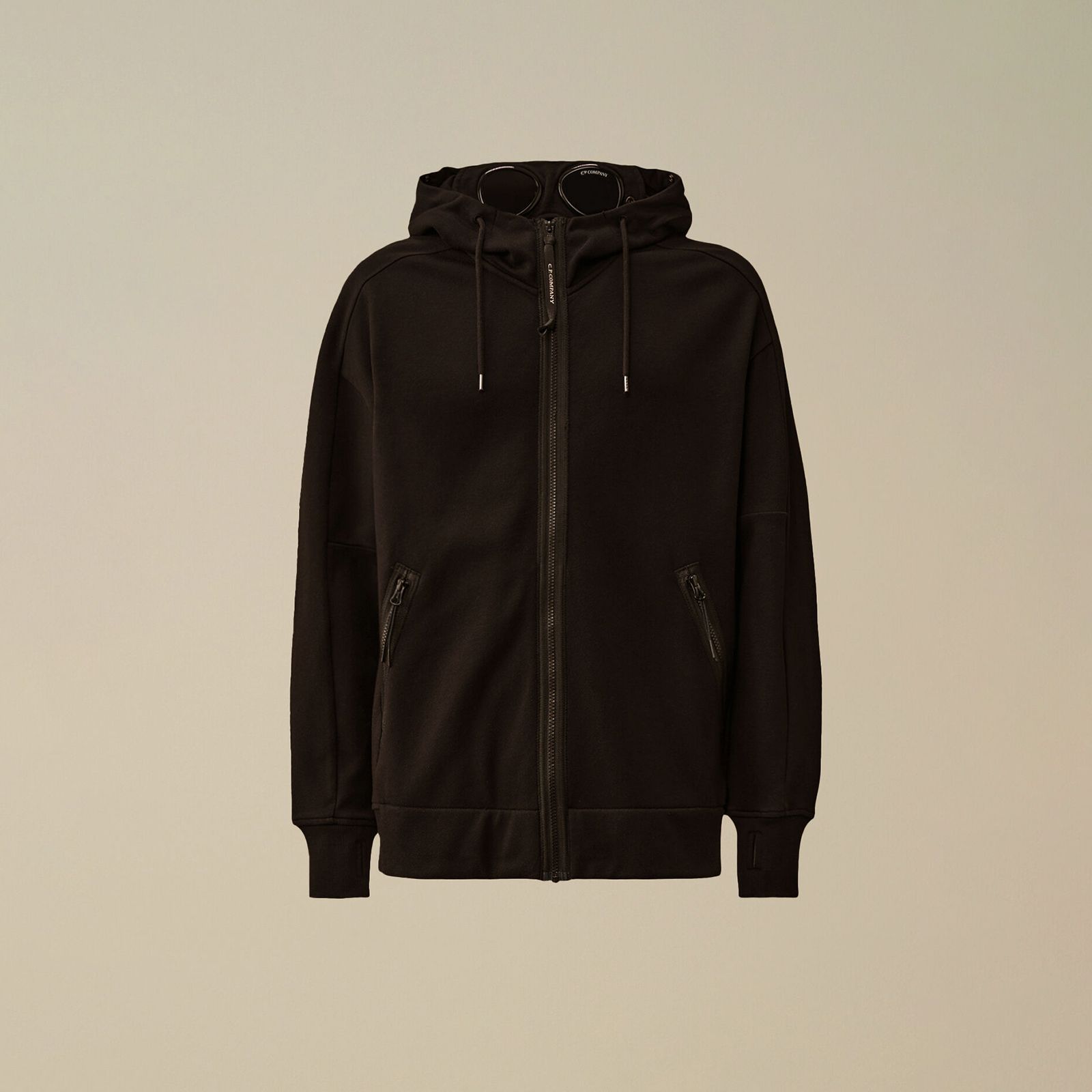 Diagonal Raised Fleece Goggle Zip Sweatshirt / ジップフーディー (ブラック)
