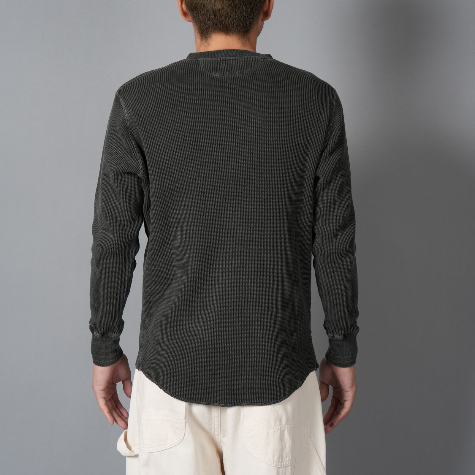 WAFFLE HENLEY NECK SHIRTS / ワッフル ヘンリーネックシャツ (ブラック)