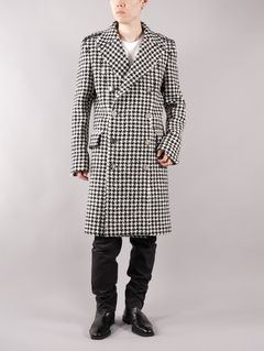 【ラスト1点】LONG COAT / ウール ロングコート / ホワイト・ブラック / 千鳥格子 / メンズ