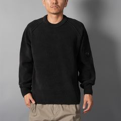 CHENILLE COTTON CREWNECK LENS SWEATER / クルーネック レンズセーター (ブラック)