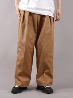 【ラスト1点】 FRONT PLEAT WIDE LEG TROUSERS / フロント プリーツ ワイドレッグ トラウザーズ (タバコ)