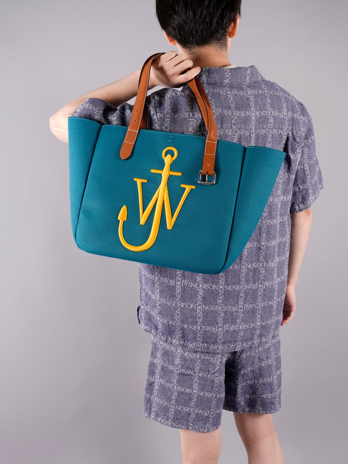 ラスト1点 / RECYCLED CANVAS BELT TOTE / リサイクルド キャンバス トート バック (ブルー/イエロー)