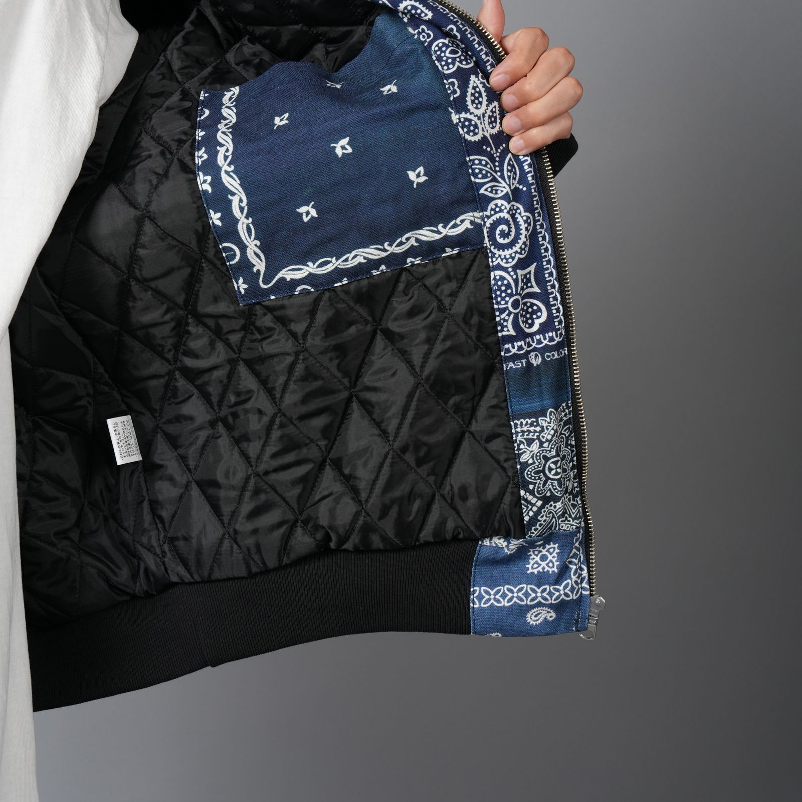 MH027 / Quilted Hoodie Jacket / キルテッド フーディージャケット (ブルー)
