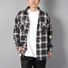【ラスト1点】Bleached & Damaged shirt / ブリーチ&ダメージシャツ / ネルシャツ  (ブラック)