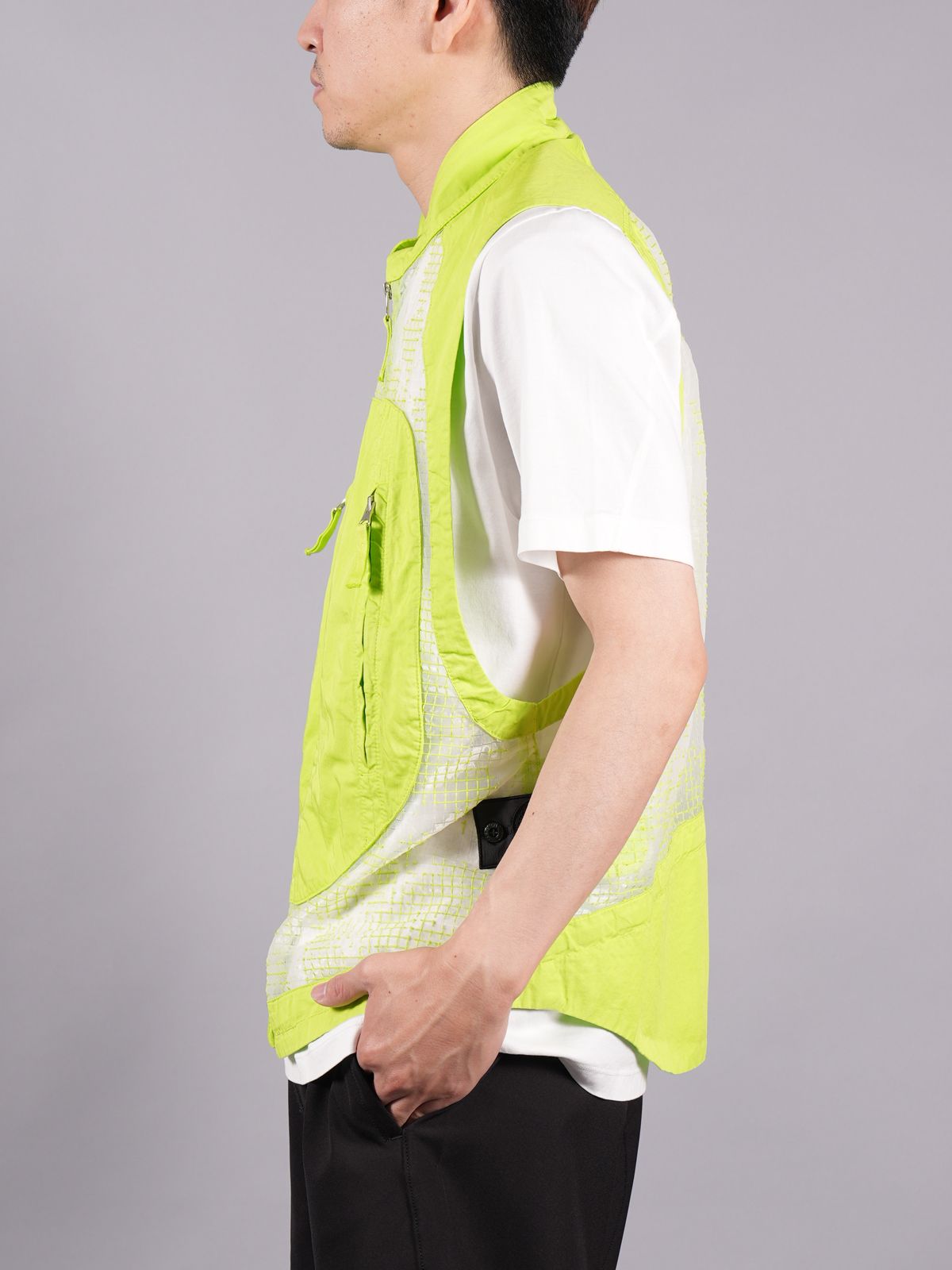 【ラスト1点】 G0223 VEST DISTORTED RIPSTOP ORGANZA-TC / ベスト (ピスタチオグリーン)