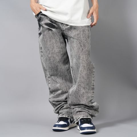 【ラスト1点】EZ - RELAXED STRAIGHT JEAN EMBROIDERED LOGO  / リラックス ストレートジーンズ 【ユニセックス】 (ブラックアシッドクラッシュ) 4DC4244444 alexander wang