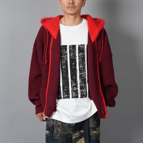 【ラスト1点】HOODED CARDIGAN / フーデッド カーディガン  (レッド/レッド)