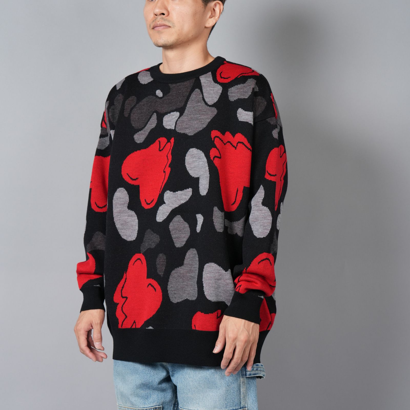 HEART CAMO KNIT / ハートカモニット (ブラック)