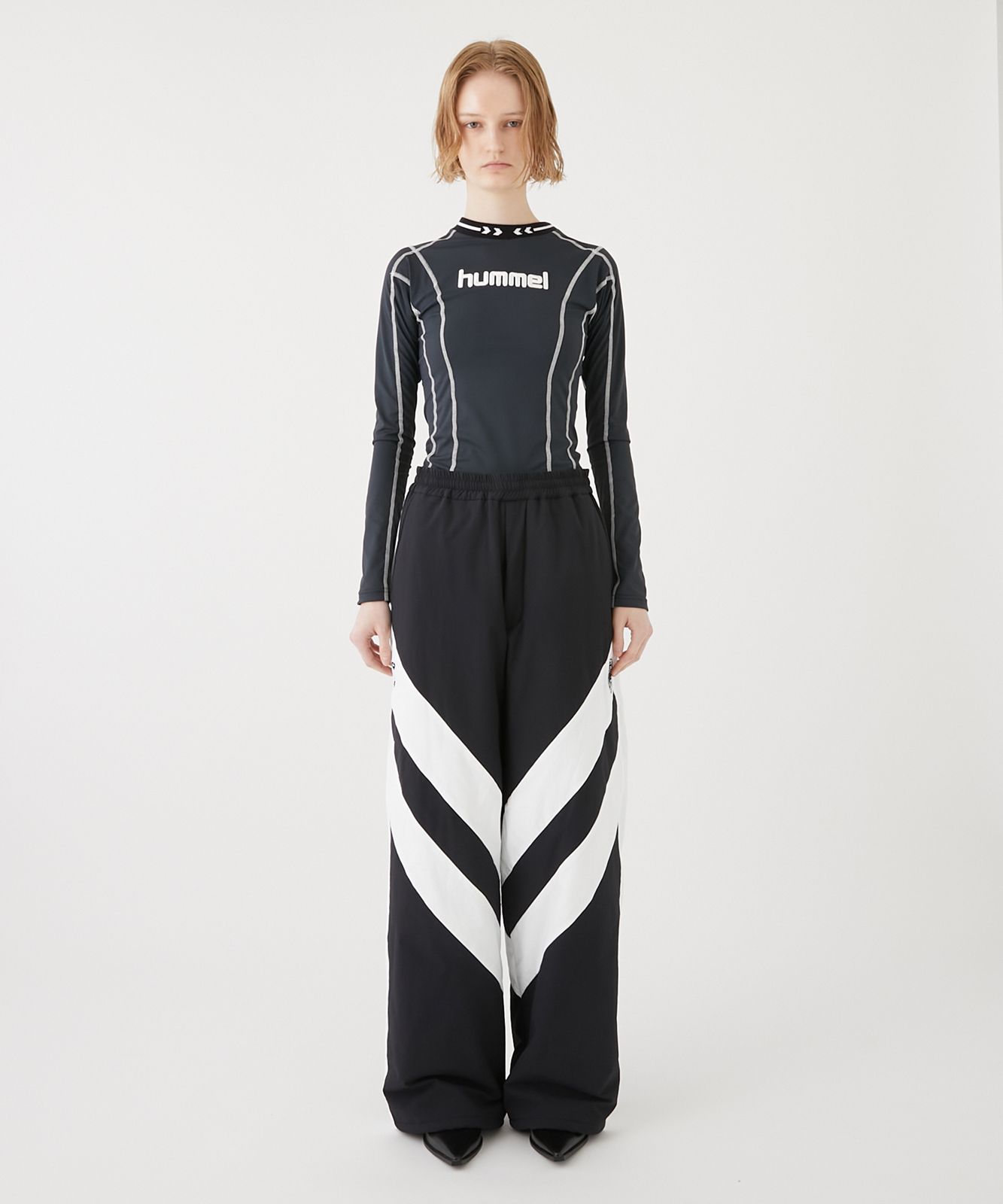 CHEVRON PUFFER NYLON TROUSER / ナイロントラウザー (ブラック/ホワイト)
