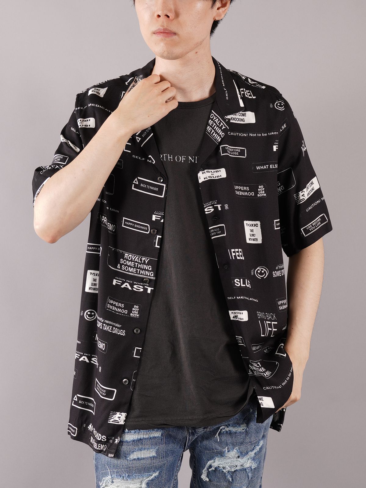 【ラスト1点】YOU HAVE BEEN WARNED RESORT SS SHIRT / ユー ハブ ビーン リゾート シャツ(ブラック)