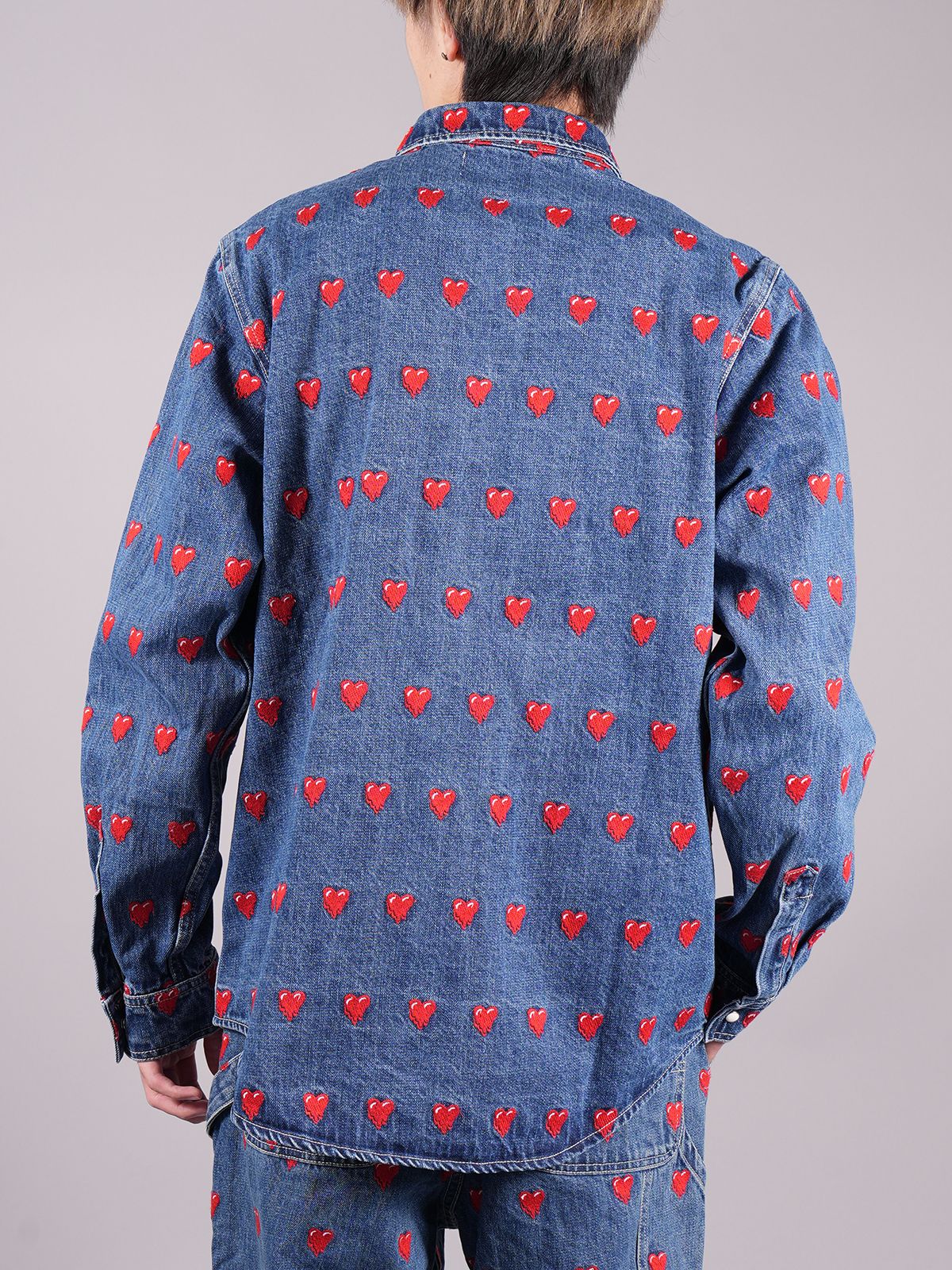 ラスト1点 / EU LOGO PATTERN BUTTON UP SHIRT / デニムシャツ   (インディゴ)