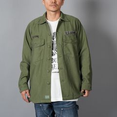 Patchwork US Army Utility Shirts  / パッチワーク ユーエス アーミー ユーテリティシャツ [古着リメイク](カーキ)