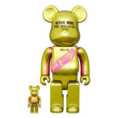 BE@RBRICK Sex Pistols "NEVER MIND THE BOLLOCKS" Chrome Ver. 100% & 400% / ベアーブリック 100% & 400%  (イエロー/ピンク) BE@RBRICK Sex Pistols BE@RBRICK