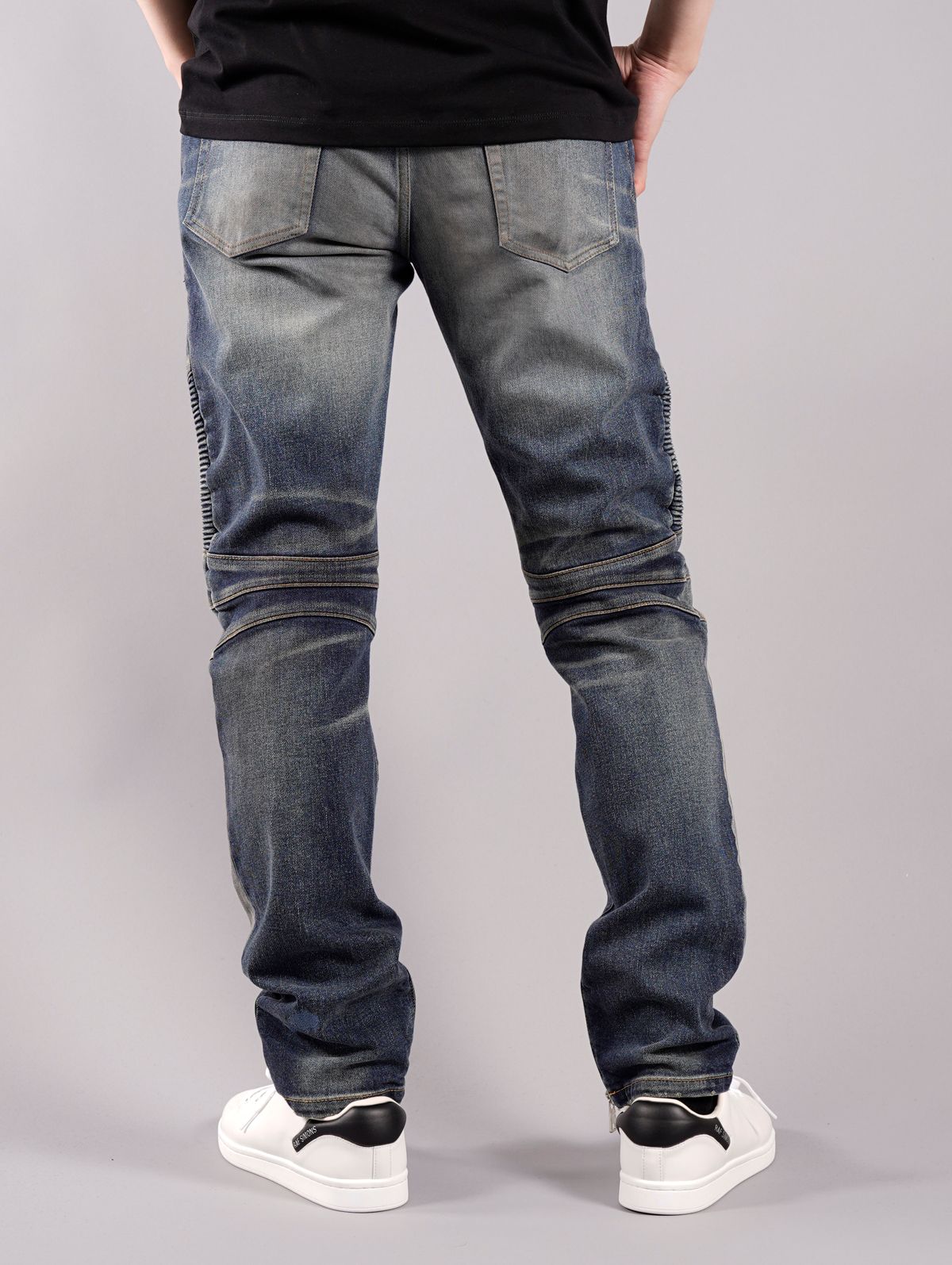 【ラスト1点】BH1 DENIM BIKER / バイカーパンツ (ストレッチ テーパード) / ブルー / メンズ
