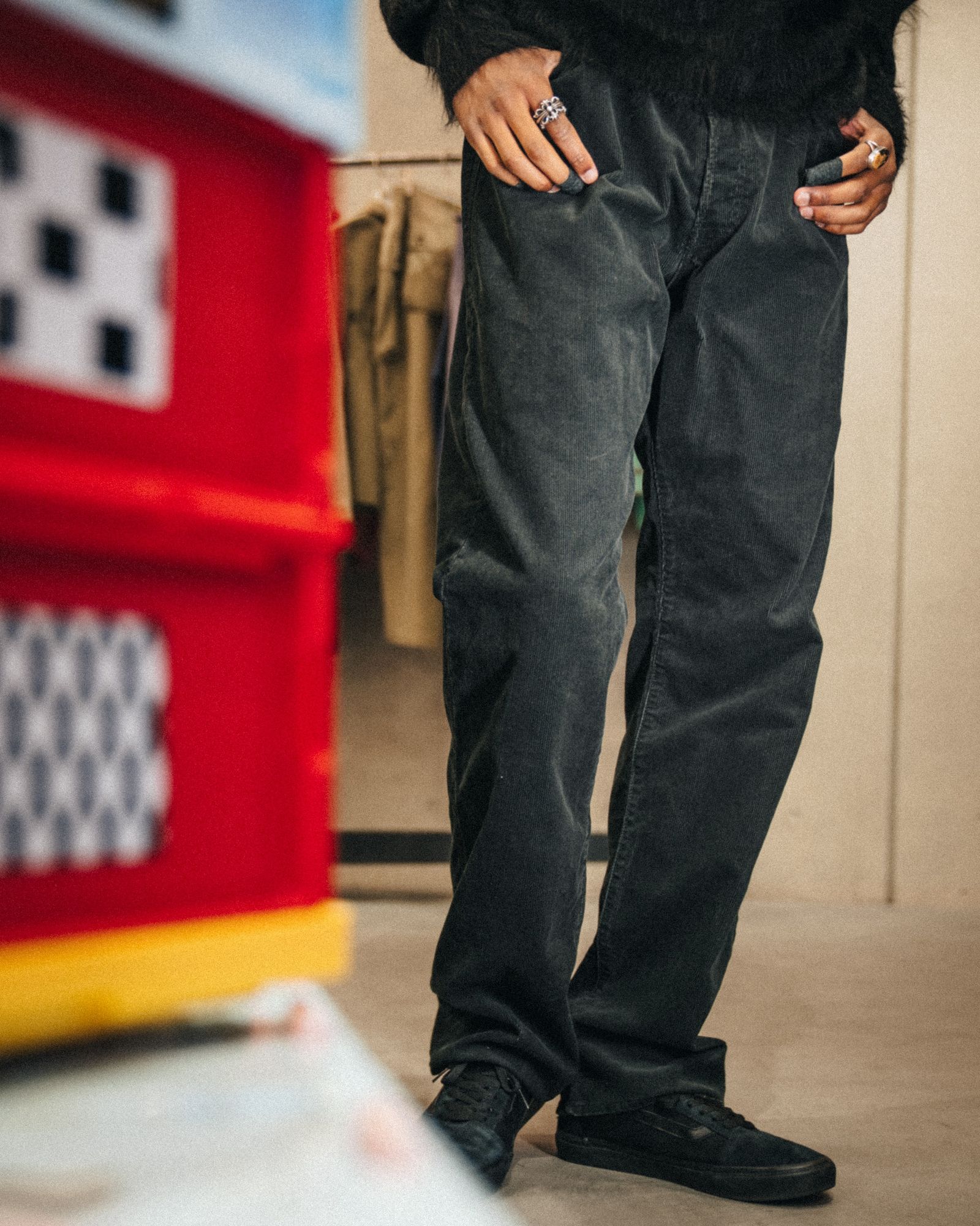 SM-MK1-0000-068 / CORDUROY PANTS / STRAIGHT / BLACK / コーデュロイ ストレートパンツ (ブラック)