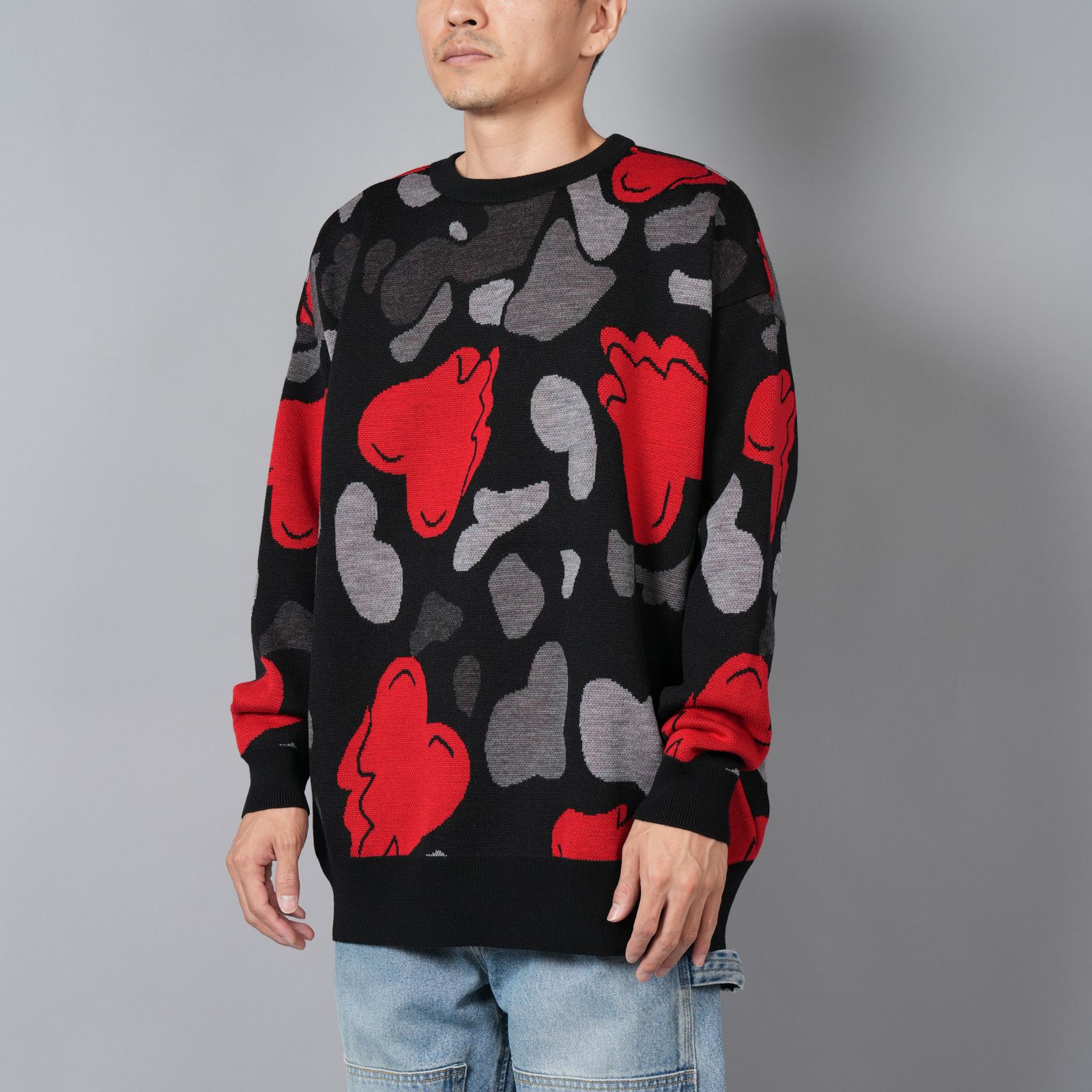 HEART CAMO KNIT / ハートカモニット (ブラック)