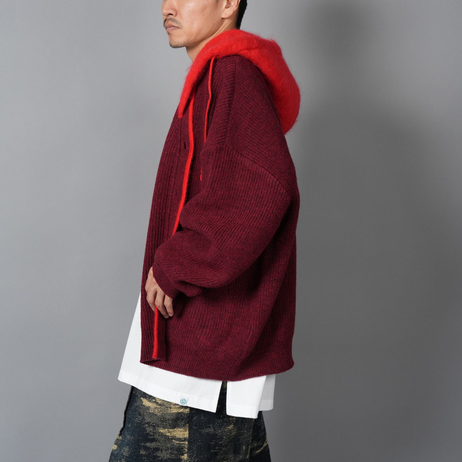 【ラスト1点】HOODED CARDIGAN / フーデッド カーディガン  (レッド/レッド)