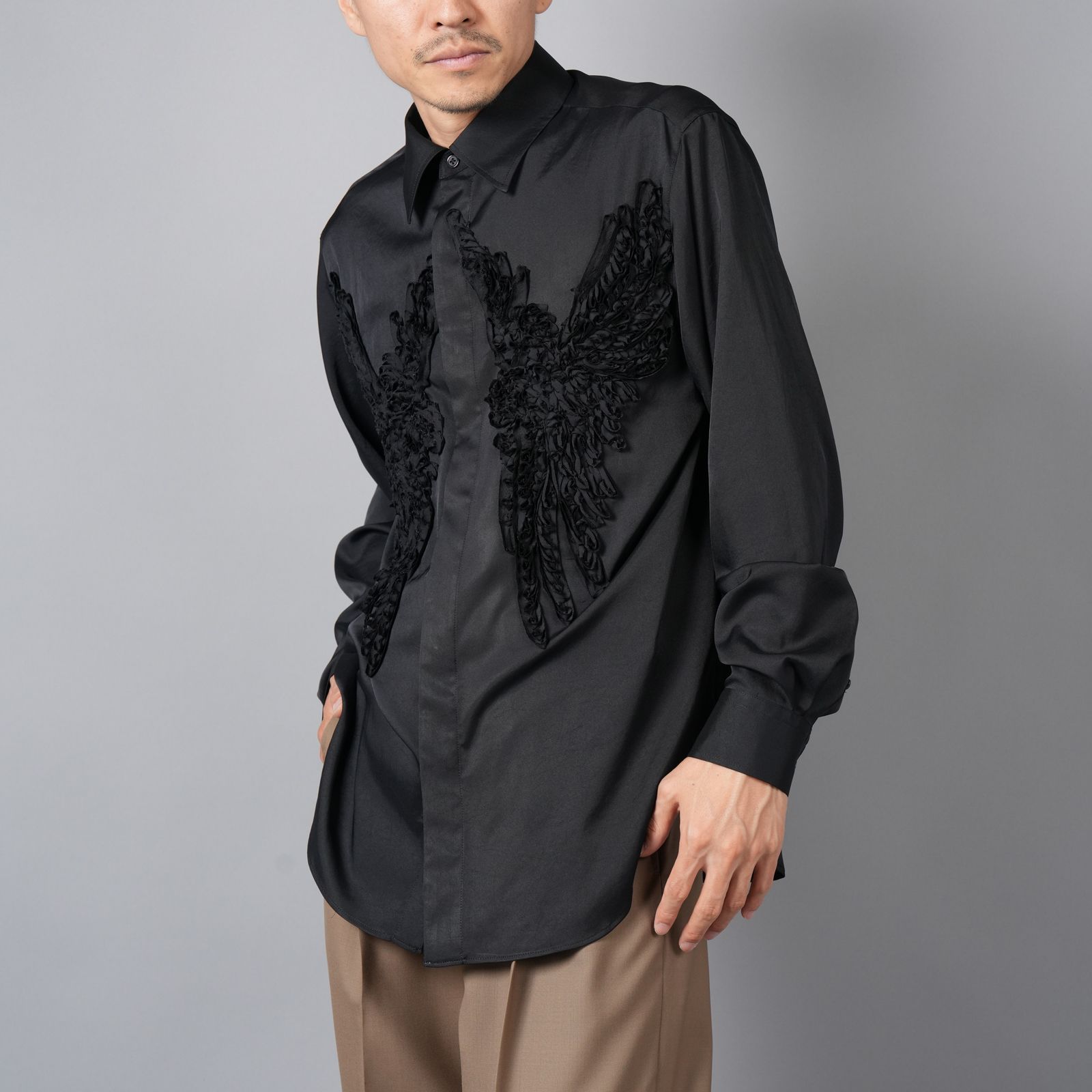 【ラスト1点】BIRD EMBROIDERY SHIRTS / バード エンブロイダリー シャツ (ブラック)