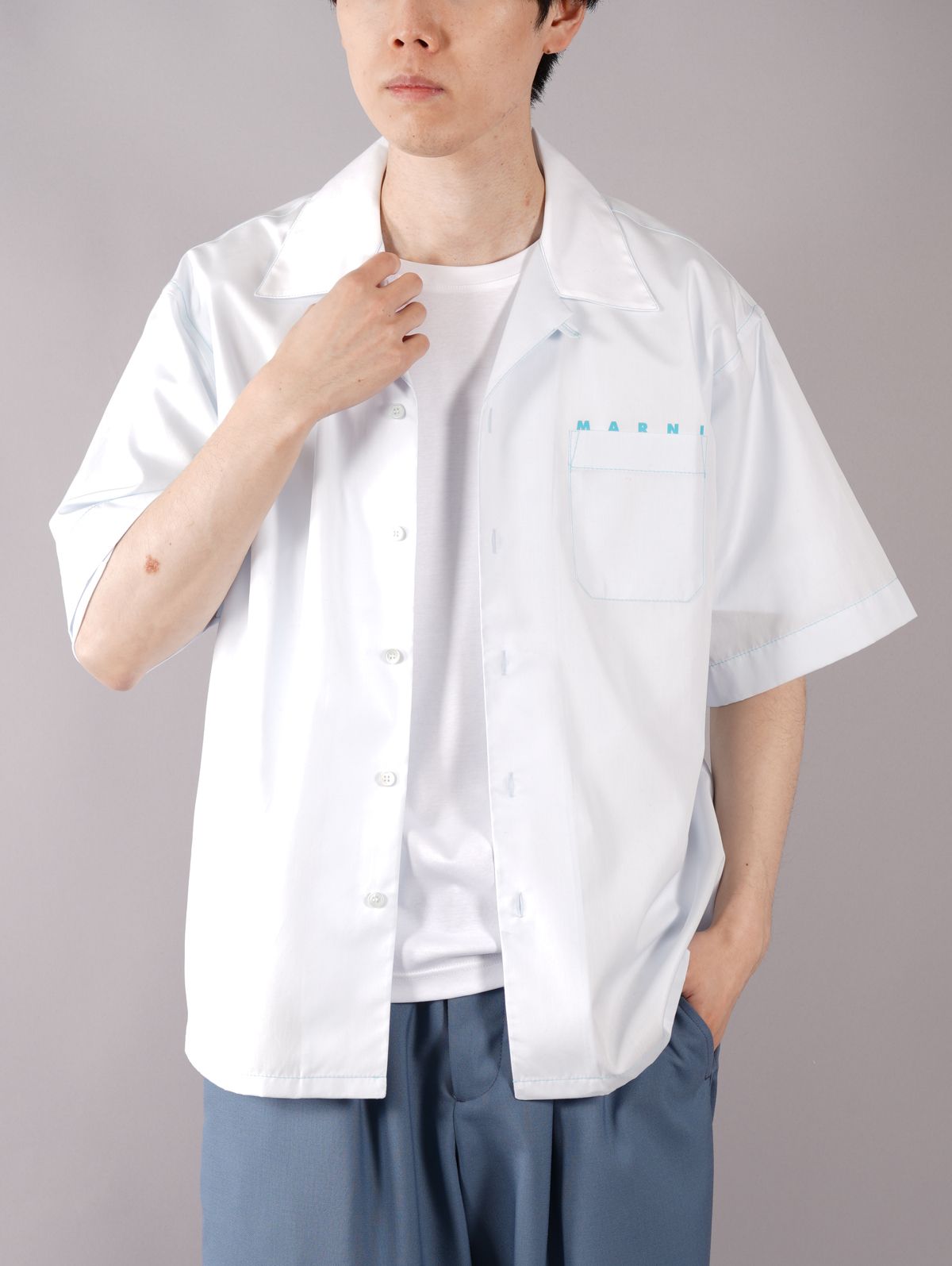 MARNI - ラスト1点 / ロゴプリント ポプリン製ボウリングシャツ 