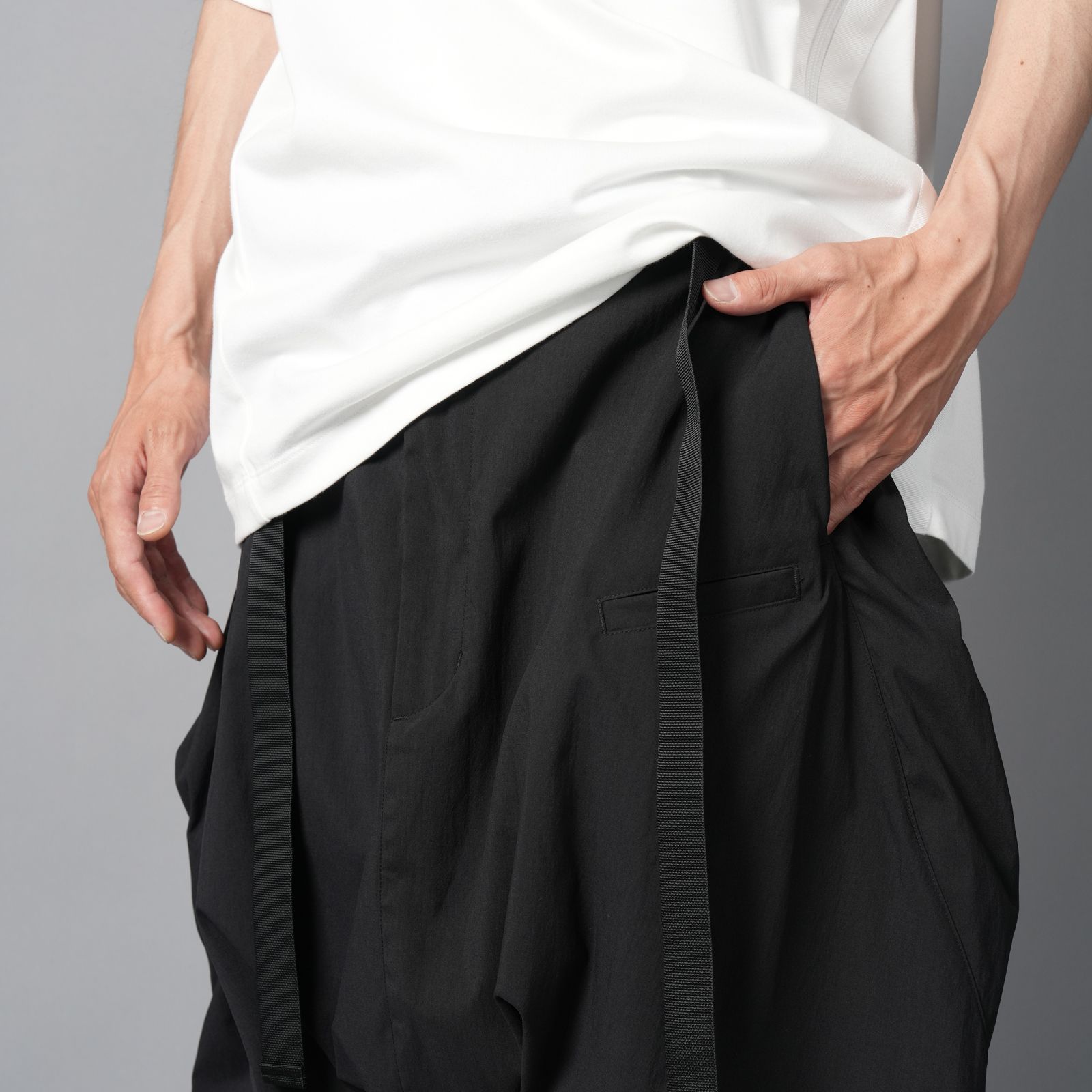 SP62-M / NYLON STRETCH WEB BELT SHORT PANT / ショートパンツ [ウルトラワイドフィット][ストレッチ入り] (ブラック)