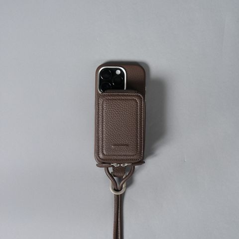レザーストラップ付iPhoneアクセサリー - マイクロバッグ (ダークブラウン)