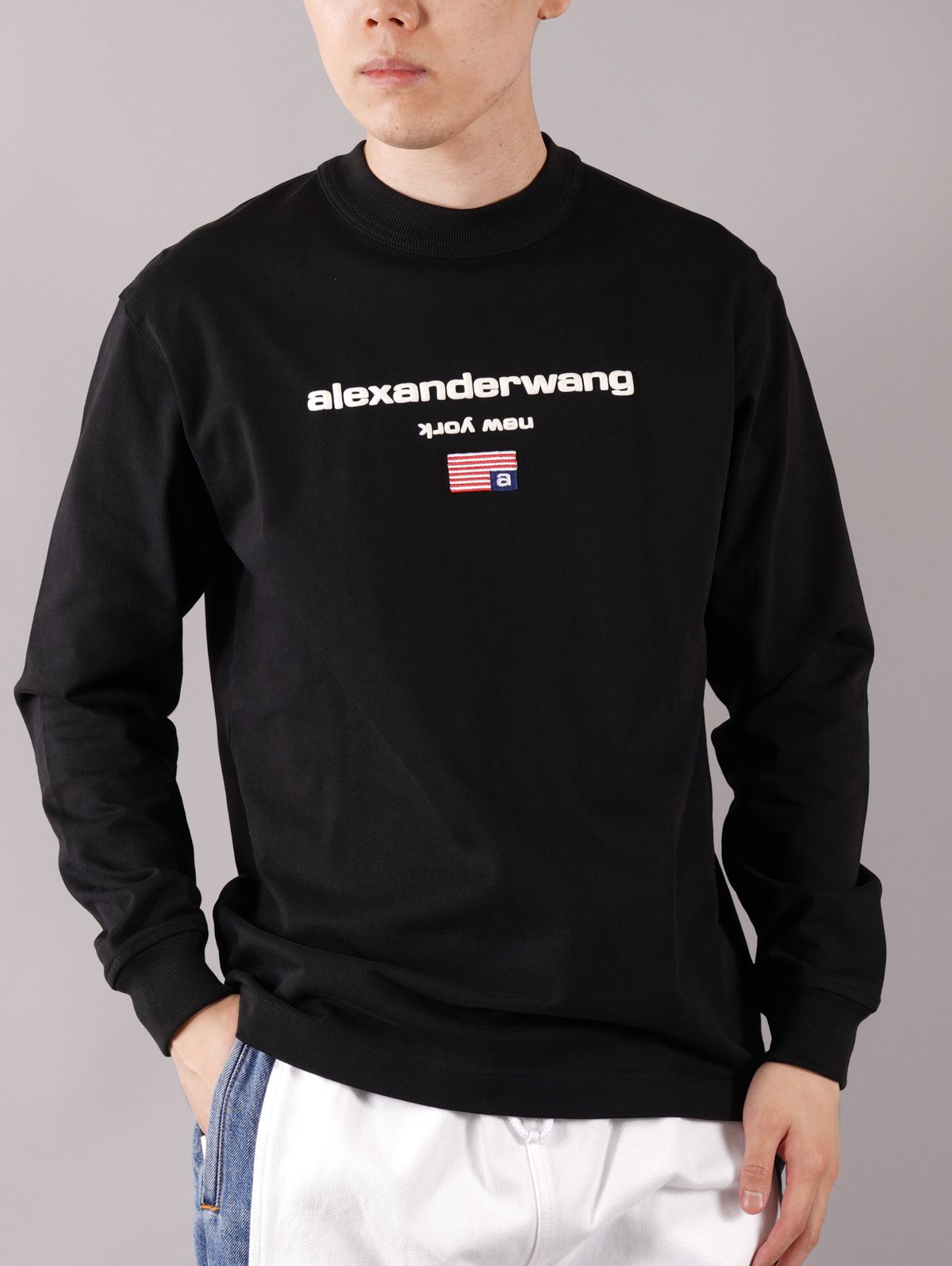 alexander wang ブラック ロゴTシャツ - Tシャツ/カットソー(半袖/袖なし)