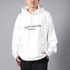 615X2 / STONE ISLAND MARINA_‘OLD’ TREATMENT  / プルオーバーフーディー・パーカー (ホワイト)