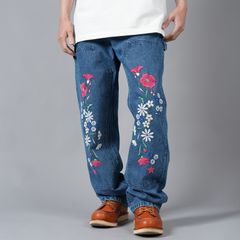 【ラスト1点】EMBRD CARPNTR DENIM PANT /  エンブロイダリー カーペンター デニムパンツ (ブルー)