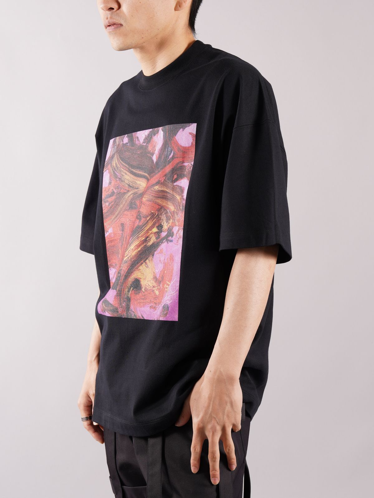 プリント Tシャツ / ドロップショルダー / ブラック