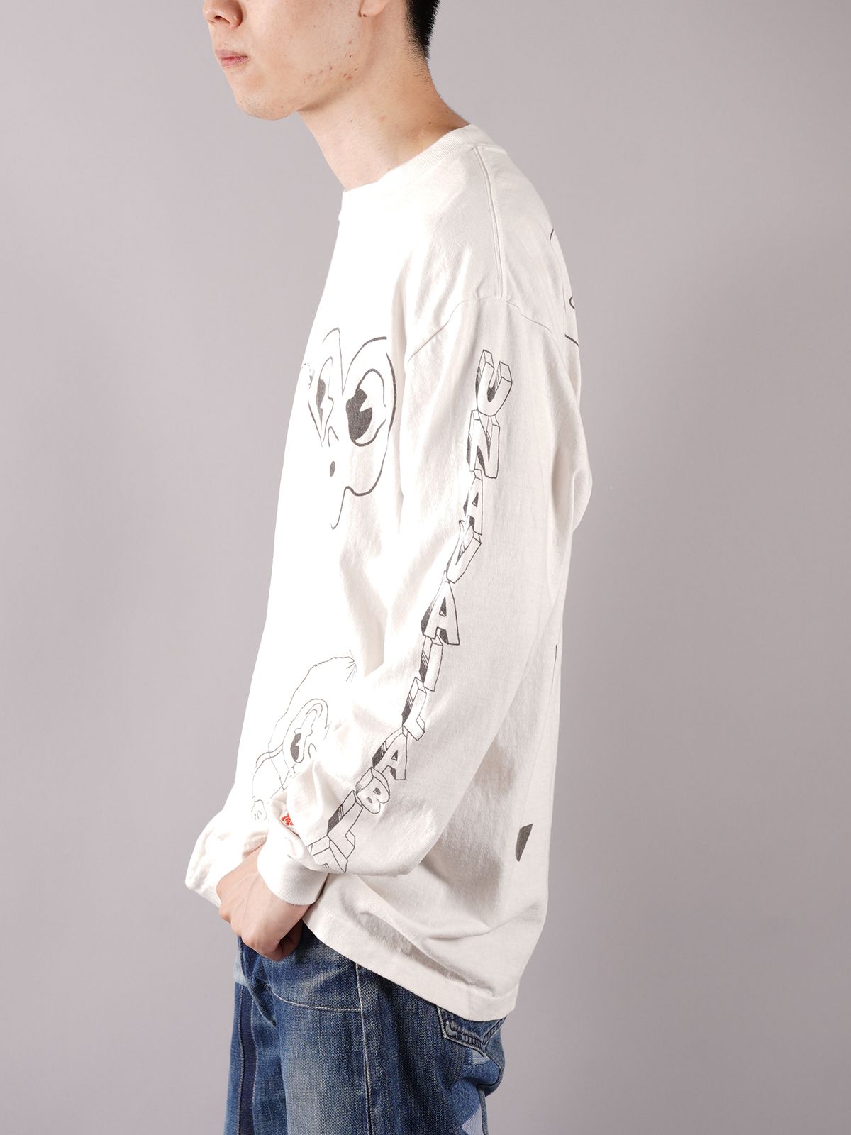 EU-A21-0000-011 / LS TEE HEART FA / ロングスリーブ Tシャツ (ホワイト)