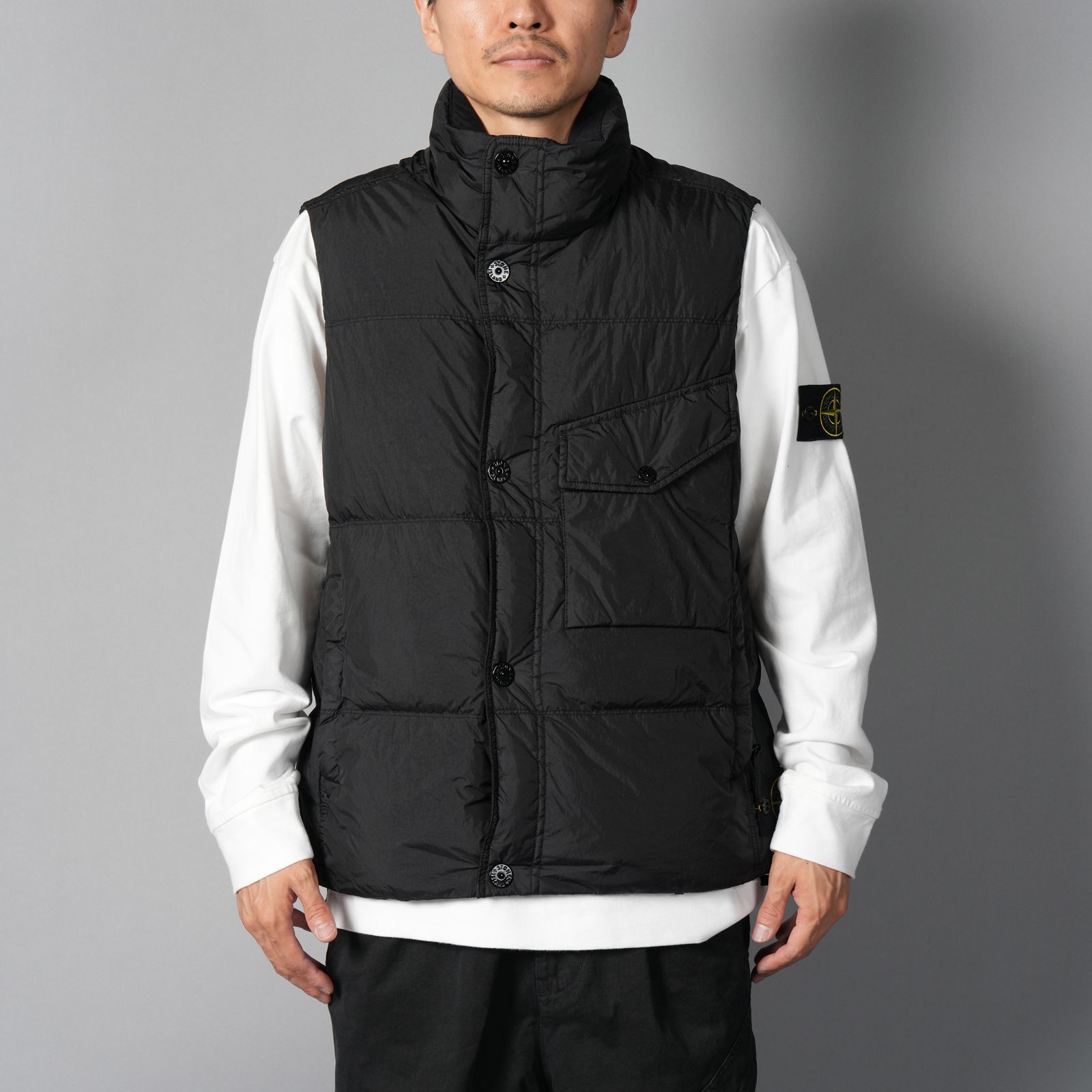G100003 / CRINKLE REPS NY, RECYCLED NYLON / ダウンベスト[ガーメントダイ](ブラック)