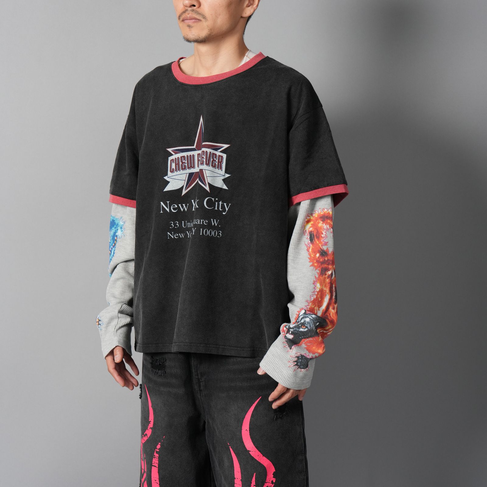 Tommy Layered Ringer Longsleeve / トミー レイヤード リンガー ロングスリーブ (ヴィンテージブラック/グレー)