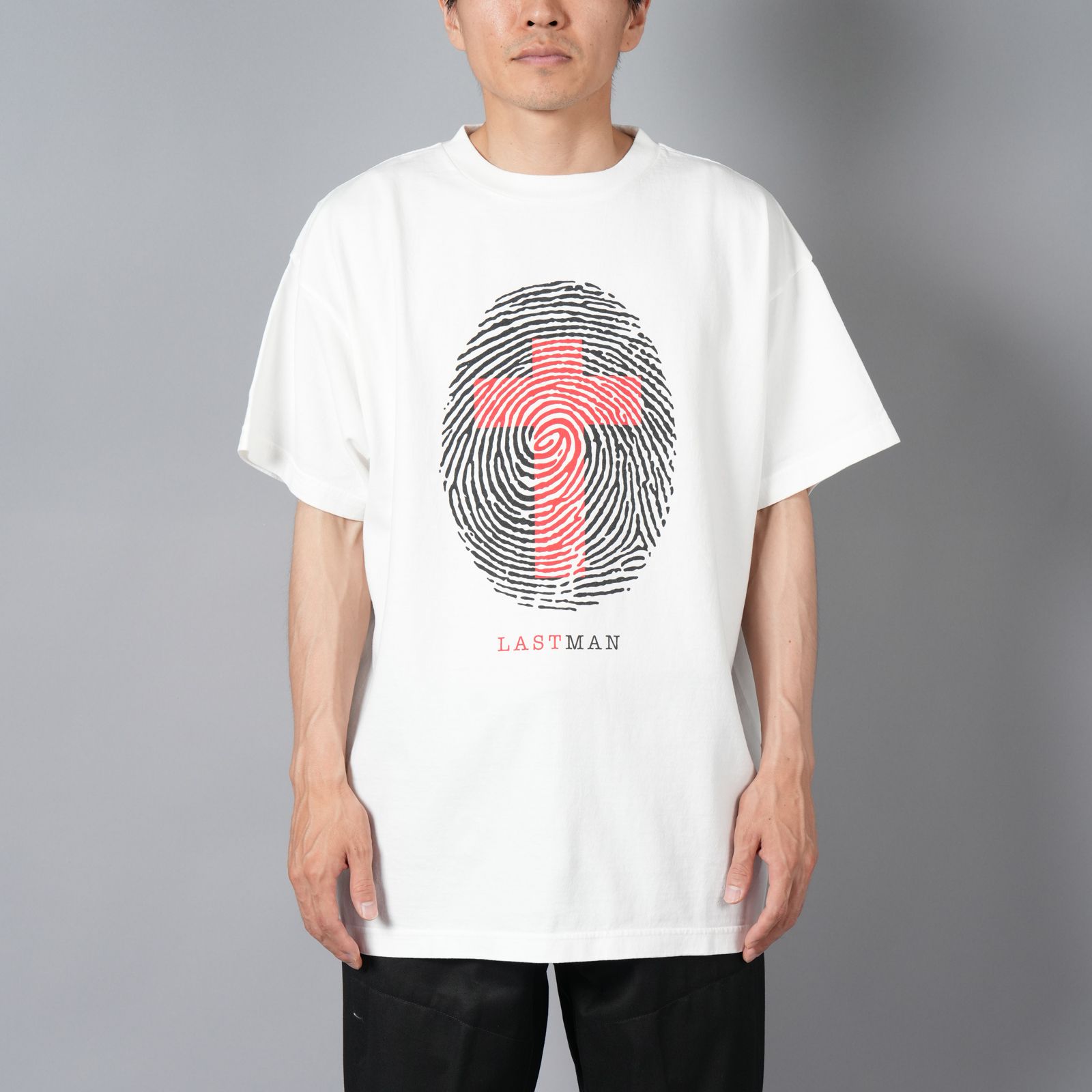 【ラスト1点】[8月10日(土)10時発売!!] PRINTED TEE SHIRTS "FINGER PRINT" / Tシャツ (ホワイト)