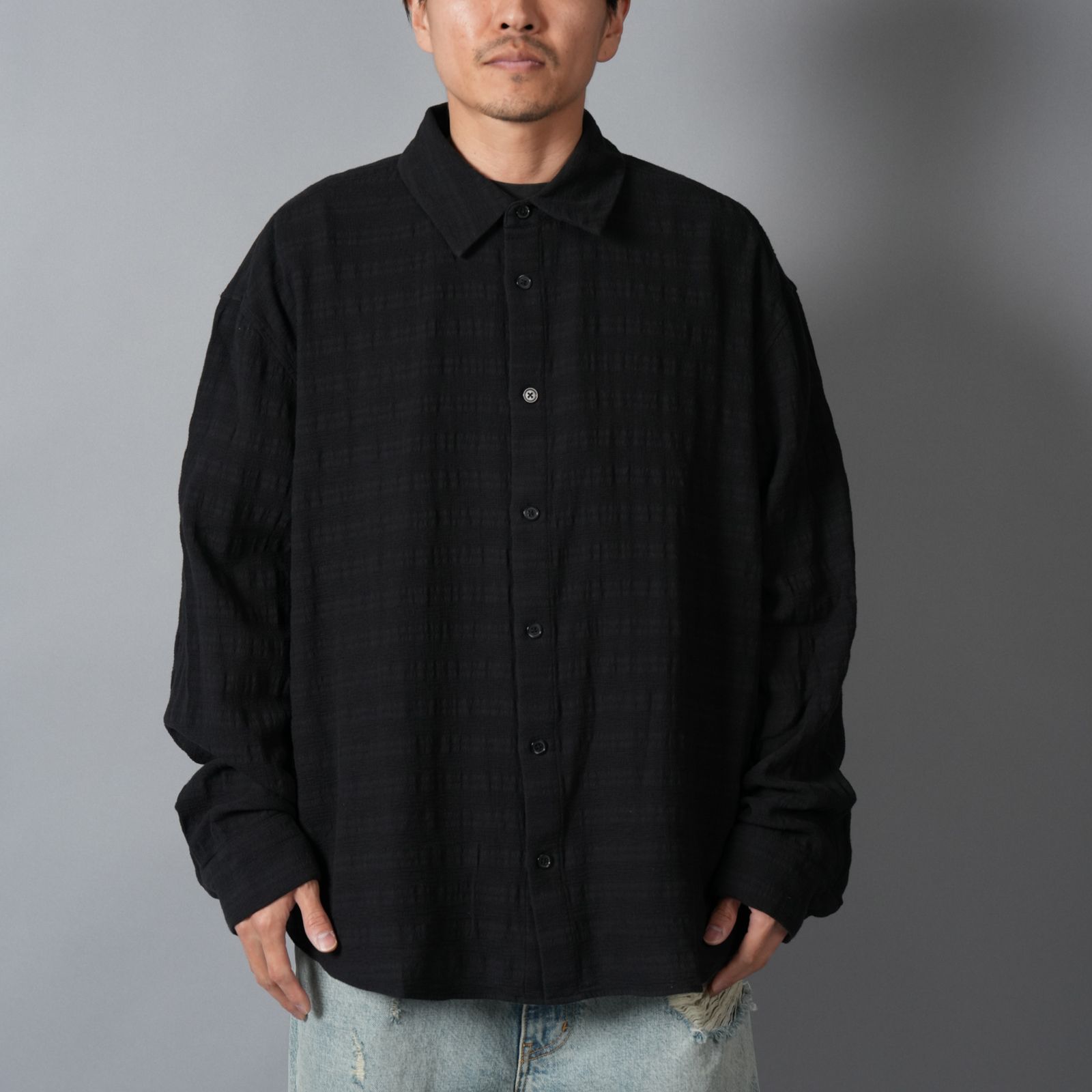 MAXI SHIRT / ロングスリーブシャツ (ブラック)