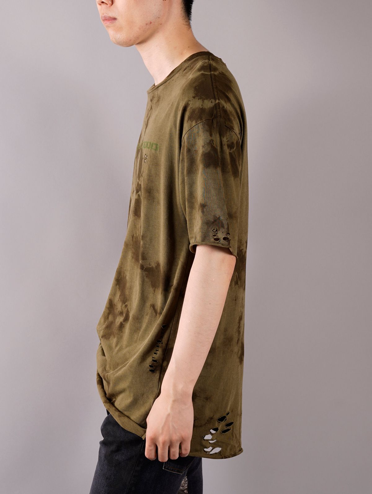 【ラスト1点】 VIRTUAL VOODOO SHORT SLEEVE /Tシャツ(オリーブ)ダメージ加工