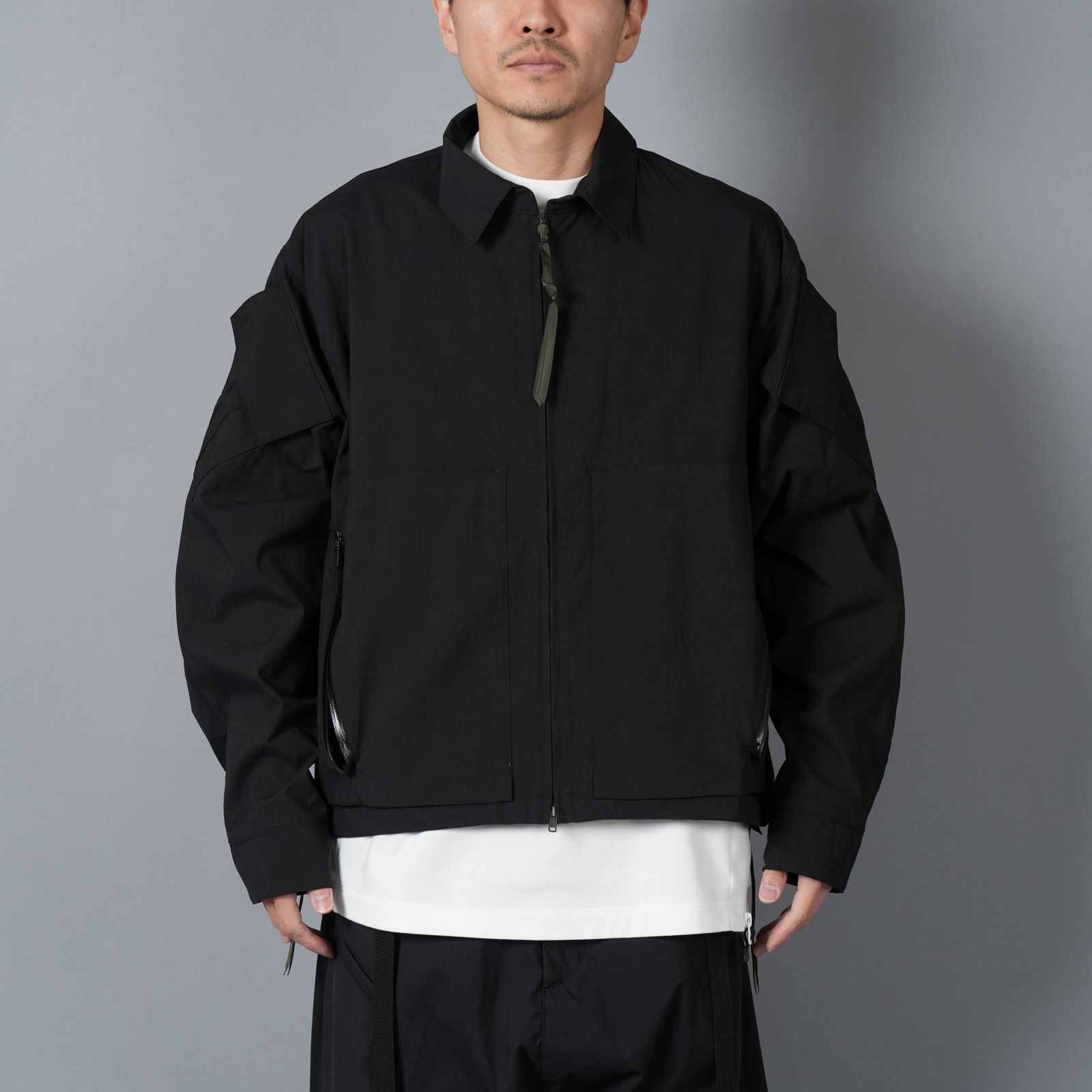 LA12-M / NYLON STRETCH SHIRT JACKET / ナイロンストレッチシャツジャケット [ストレートフィット] (ブラック)