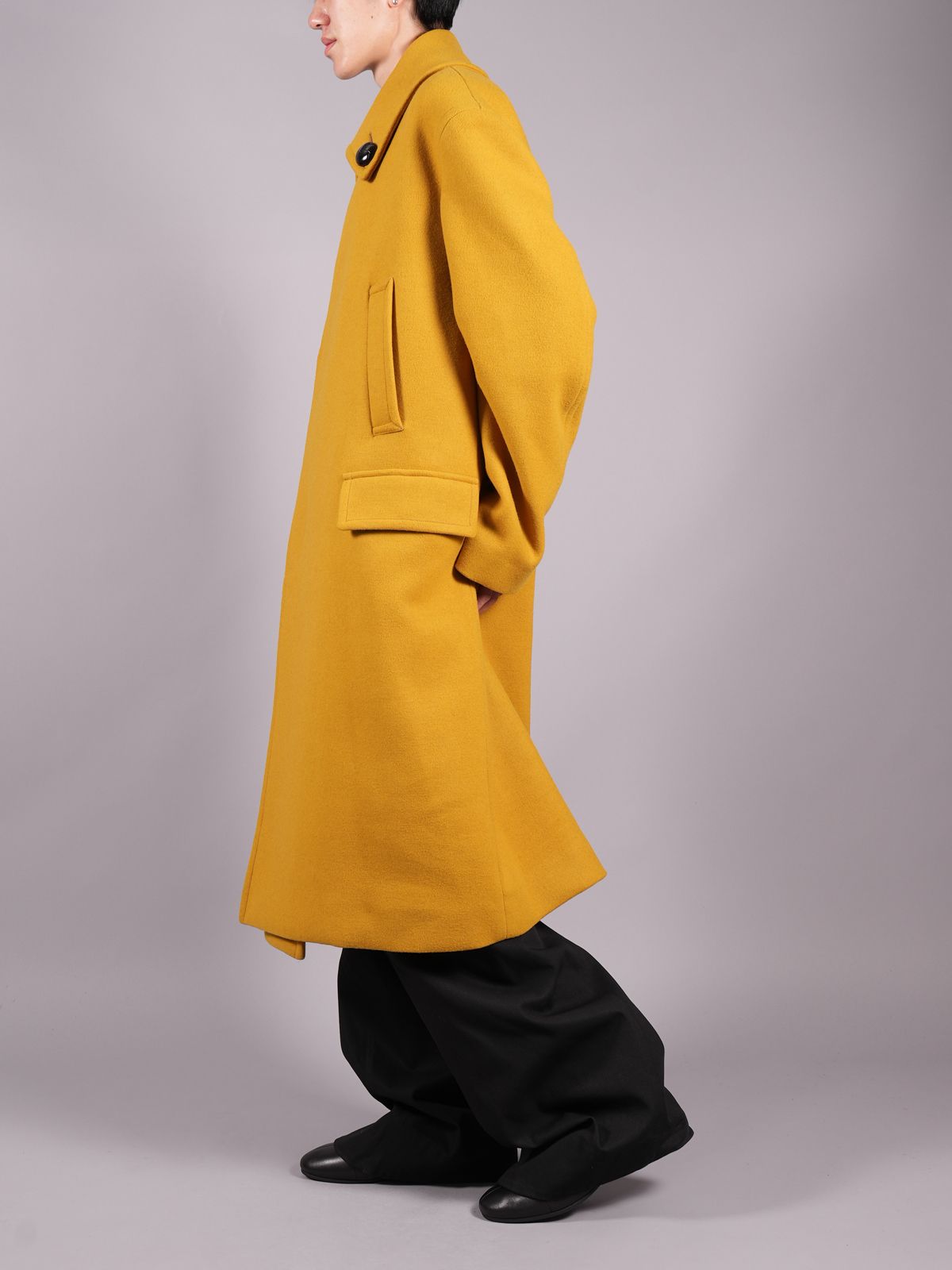 YUKI HASHIMOTO 【ラスト1点】BUTTOM DOWN LONG PEA COAT ボタンダウン ロング ピーコート  ミッドナイトブルー Confidence