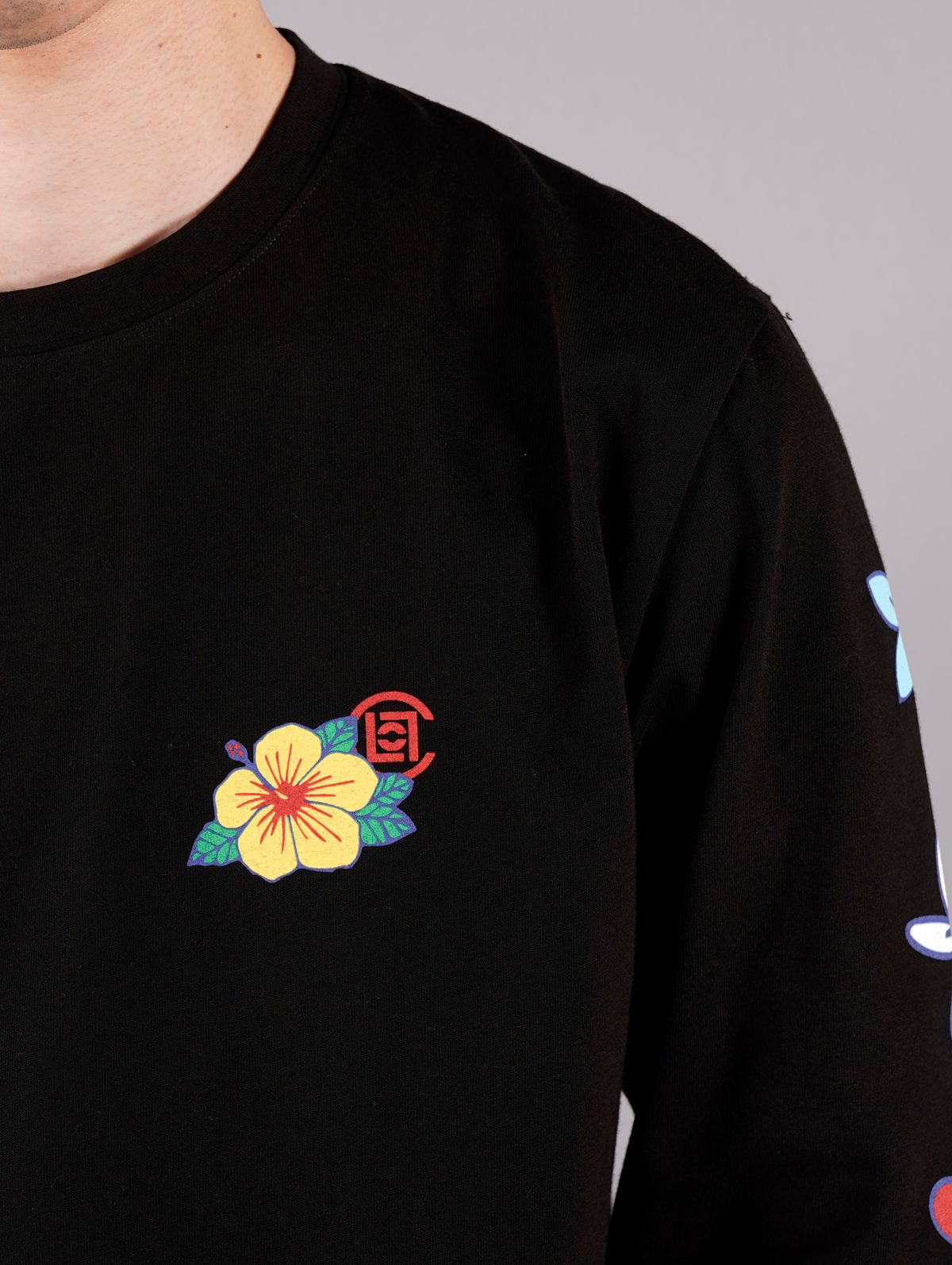 FLOWERS PRINT LS TEE / フラワーズ プリント ロングスリーブ ティー (ブラック)