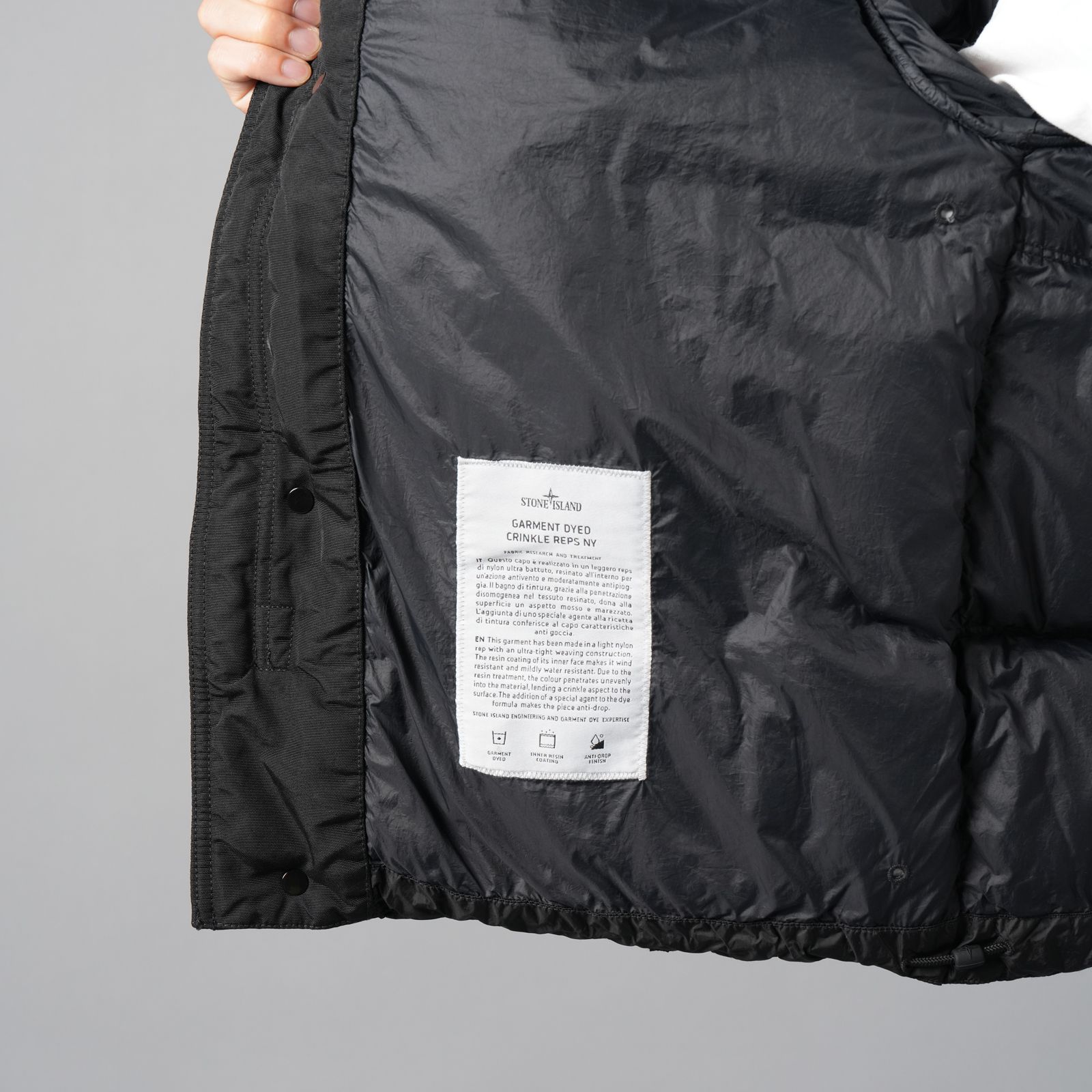 4100010 / CRINKLE REPS NY, RECYCLED NYLON / ダウンジャケット 【ガーメントダイ】(ブラック)