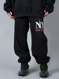 【ラスト1点】DENIM SWEATPANT WITH PUFF PRINT / デニム スウェットパンツ 【ユニセックス】(ブラック)